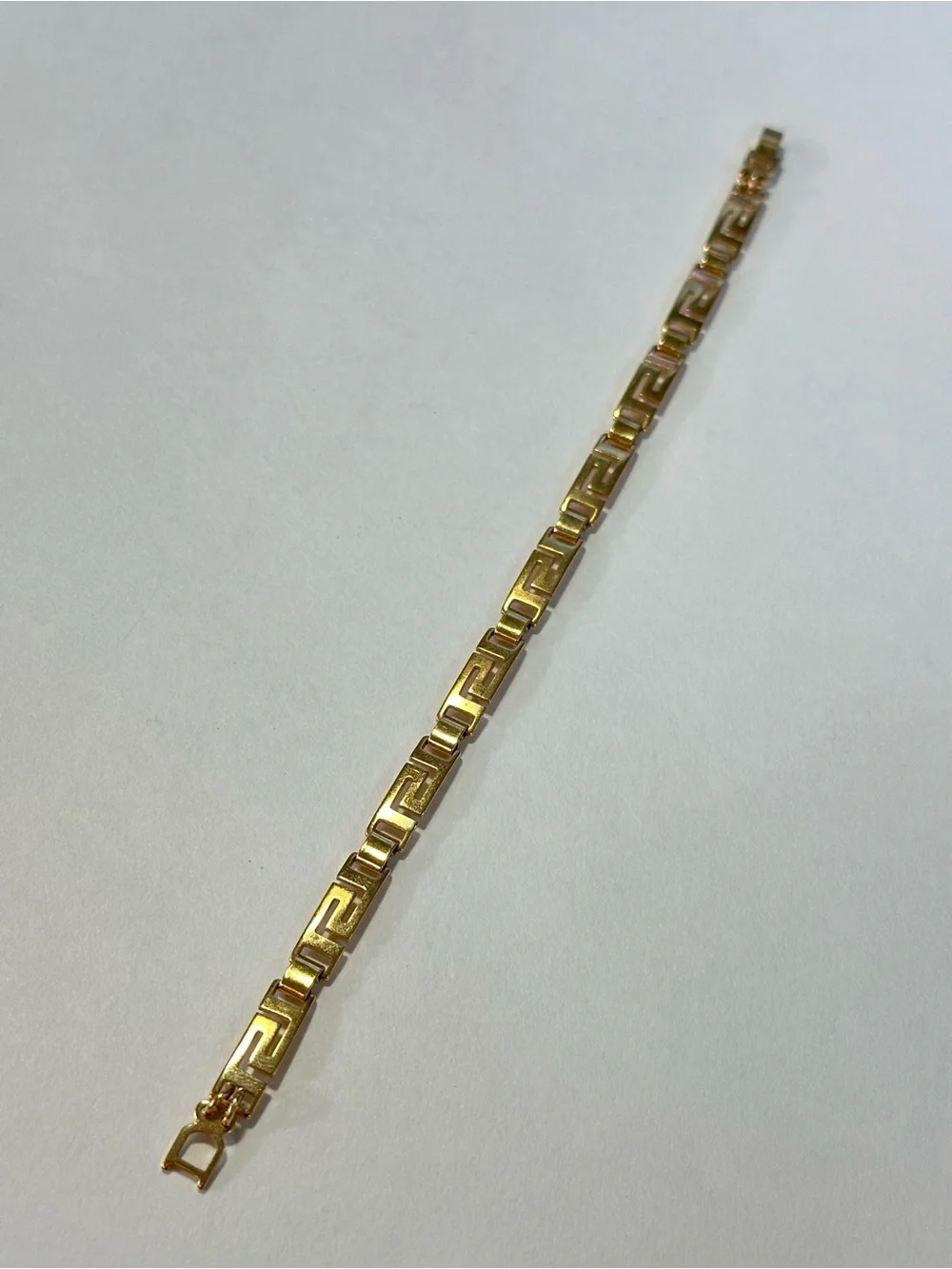 8” Gold-Tone Greek Key Link Bracelet Old Money Quite Luxury Mediterranean Mens